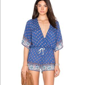 Faithfull the brand yacht blue floral romper sz M‎